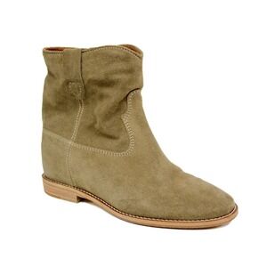 Isabel Marant Etoile Crisi Suede Ankle Boots Taupe Western Women's Size 37